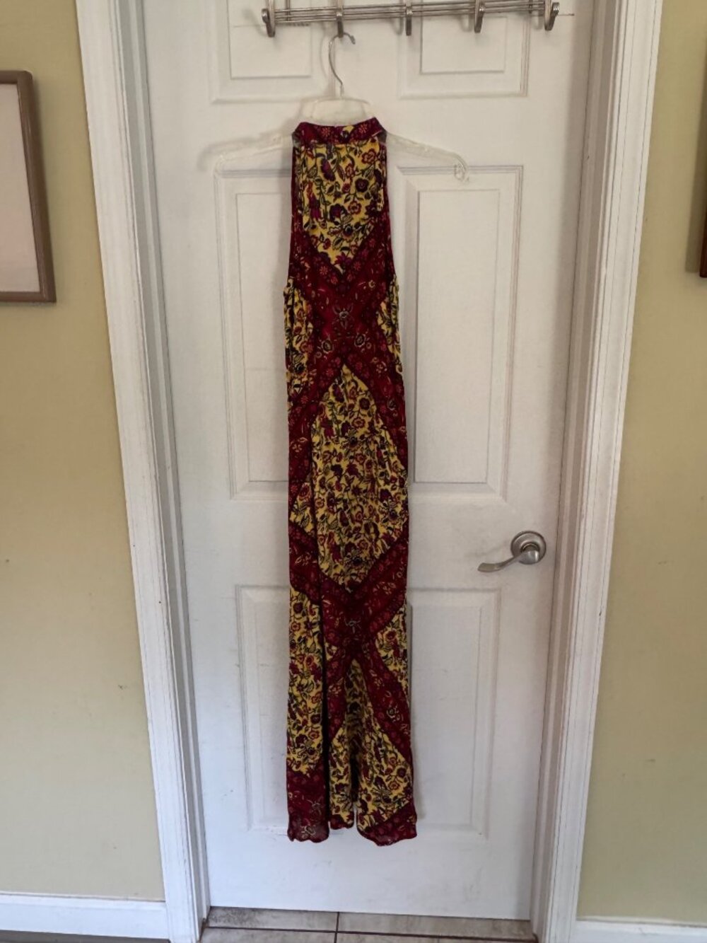 Raga X Anthropologie Maxi Dress Yellow Red Floral Boho Floral Boho Halter XS NEW - Picture 9 of 11